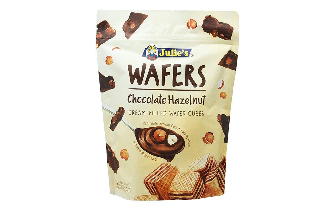 Julie's Wafers Chocolate Hazelnut (Cream - Filled Water Cubes)   Pack  150 grams